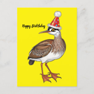 Amerikanische Rohrdommel mit Geburtstagshut Zeichn Postkarte