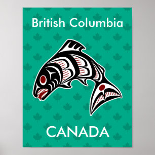Amerikanische Rote Haida Art Vector Salmon Poster