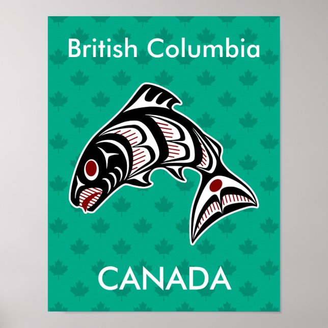 Amerikanische Rote Haida Art Vector Salmon Poster (Vorne)