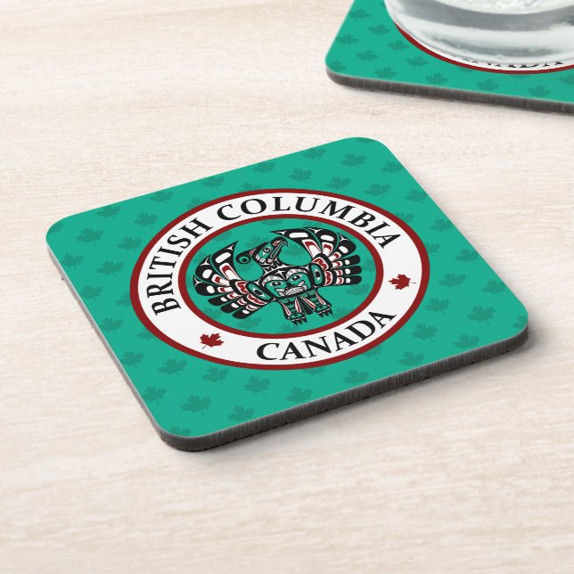 Amerikanische Rote Schwarz-weiße Kunst Thunderbird Getränkeuntersetzer (Linke Seite)