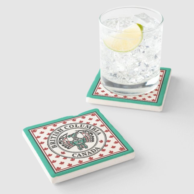 Amerikanische Rote Schwarze Kunst Thunderbird Steinuntersetzer (Seitenansicht)