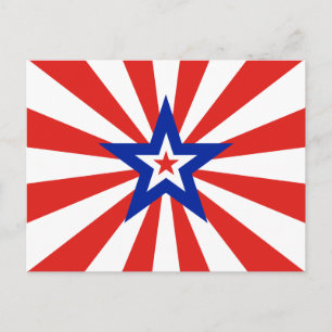Amerikanische Rote Sternenexplosion Patriotische P Einladungspostkarte