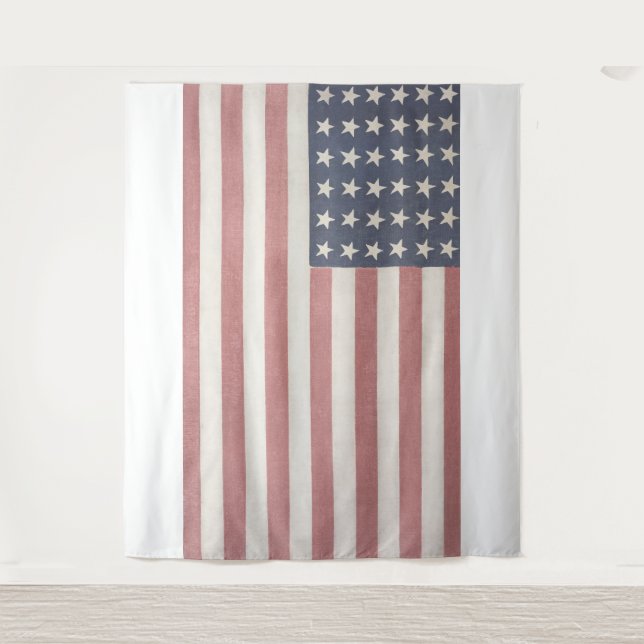 Amerikanische Rustikale amerikanische Flagge Wandteppich (Vorderseite)