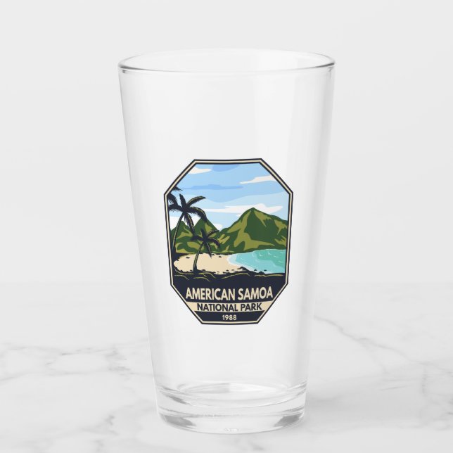 Amerikanische Samoa Nationalpark Retro Emblem Glas (Vorderseite)