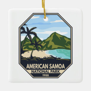 Amerikanische Samoa Nationalpark Retro Emblem Keramikornament