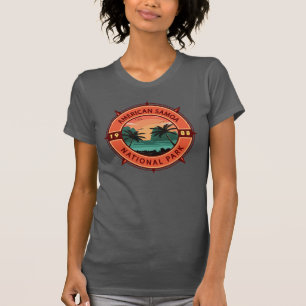 Amerikanische Samoa Nationalpark Retro Kompass Emb T-Shirt