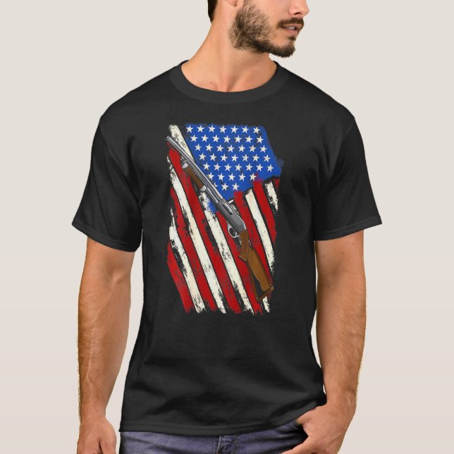 Amerikanische Schießpistole-Fahne auf der Rückseit T-Shirt (Vorderseite)