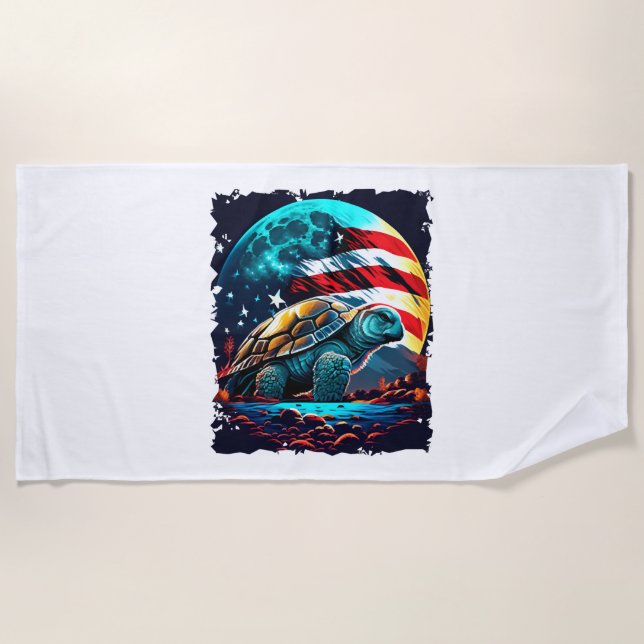 Amerikanische Schildkröte unter dem Mond mit ameri Strandtuch (Vorderseite)