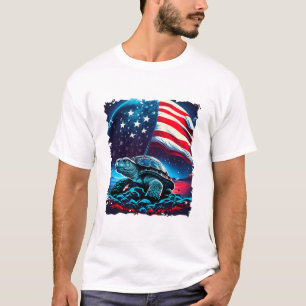 Amerikanische Schildkröte unter dem Mond mit der a T-Shirt