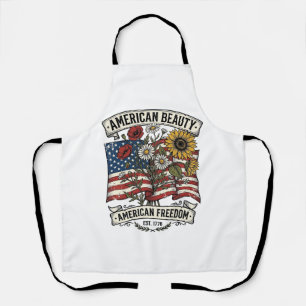 Amerikanische Schönheit Blumenflagge Patriotisch Schürze