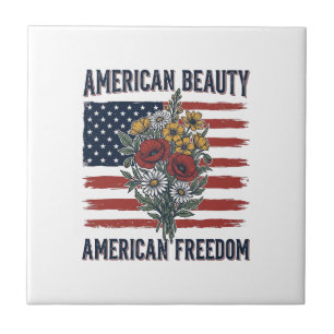 Amerikanische Schönheit Freiheit Blumenflagge Fliese