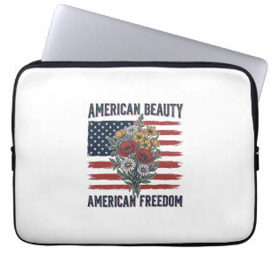 Amerikanische Schönheit Freiheit Blumenflagge Laptopschutzhülle