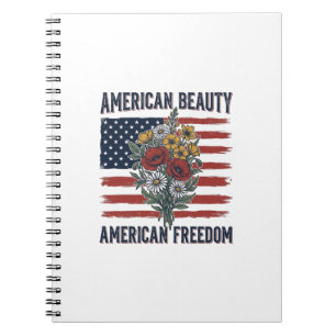 Amerikanische Schönheit Freiheit Blumenflagge Notizblock