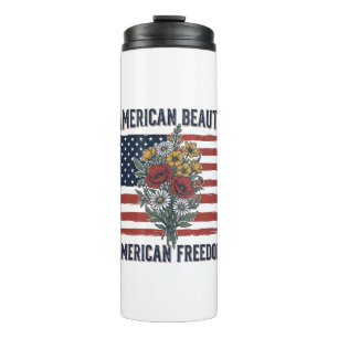 Amerikanische Schönheit Freiheit Blumenflagge Thermosbecher