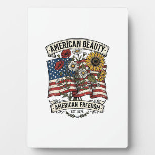 Amerikanische Schönheits-Blumenflagge Patriotisch Fotoplatte