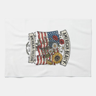 Amerikanische Schönheits-Blumenflagge Patriotisch Geschirrtuch