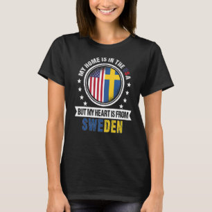 Amerikanische schwedische Flagge Herz aus Schweden T-Shirt