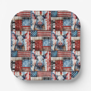 Amerikanische Schweinefarm Volkskunst Pappteller