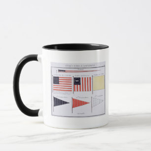 Amerikanische Seeflaggen und Wimpel, von einem Tasse