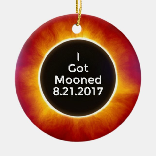 Amerikanische Solareklipse got Mooned am 21. Keramik Ornament (Vorne)