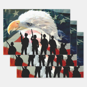 Amerikanische Soldaten-Fahne zu Ehren Geschenkpapier Set