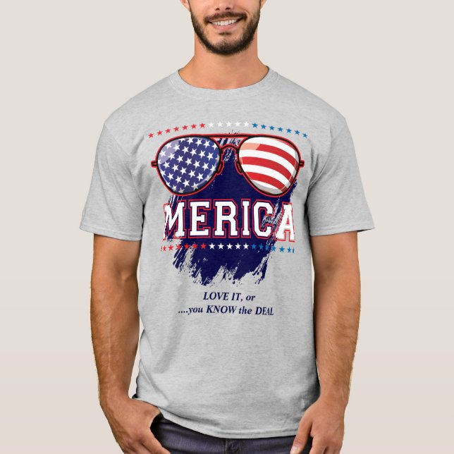Amerikanische Sonnenbrille Sie kennen das Deal Pat T-Shirt (Vorderseite)