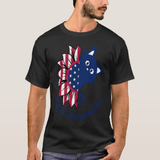 Amerikanische Sonnenschein-Katze und Sonnenblumen- T-Shirt