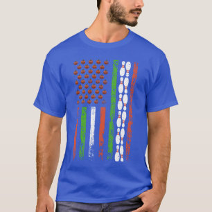Amerikanische Sportflagge Halloween-Kürbis Bowler- T-Shirt
