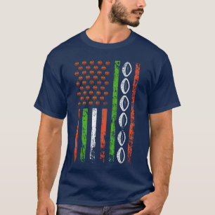 Amerikanische Sportflagge Halloween Kürbis Rugby M T-Shirt