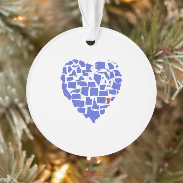 Amerikanische Staaten Herzmuskel Indiana Blau Ornament (Baum)