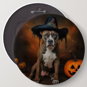 Amerikanische Staffordshire-Kürbisse Halloween Gru Button