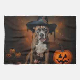 Amerikanische Staffordshire-Kürbisse Halloween Gru Geschirrtuch