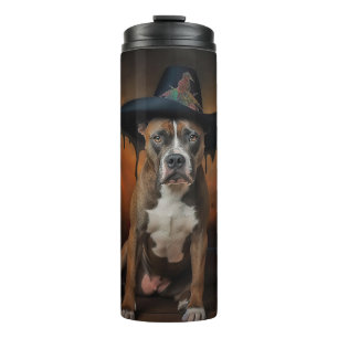 Amerikanische Staffordshire-Kürbisse Halloween Gru Thermosbecher