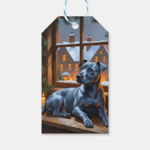 Amerikanische Staffordshire-Weihnachtslichter-Feie Geschenkanhänger