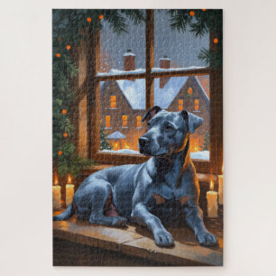 Amerikanische Staffordshire-Weihnachtslichter Feie Puzzle