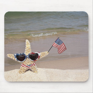 Amerikanische Starfish mit Flagge Mousepad