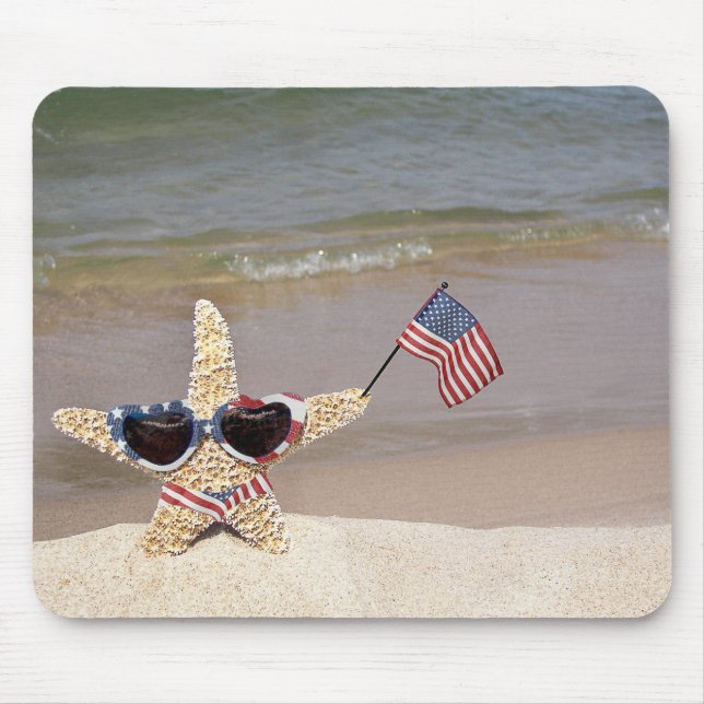Amerikanische Starfish mit Flagge Mousepad (Vorne)