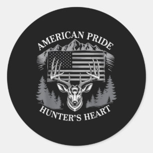 Amerikanische Stolzjäger Hirsch auf der Jagd auf d Runder Aufkleber