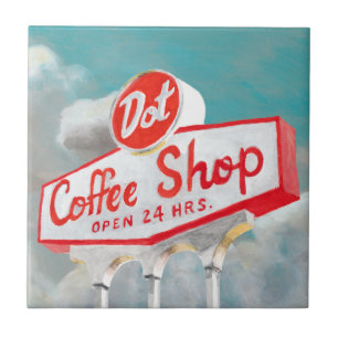 Amerikanische Straße Kaffeeshoplogo Fliese