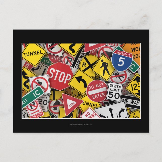 Amerikanische Straßenschilder Postkarte (Vorderseite)