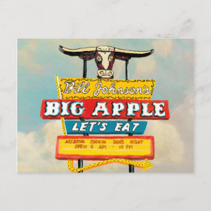 Amerikanische Straßenseite   Restaurant Schild Postkarte
