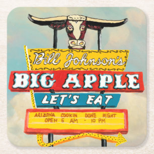 Amerikanische Straßenseite Restaurant Schild Rechteckiger Pappuntersetzer