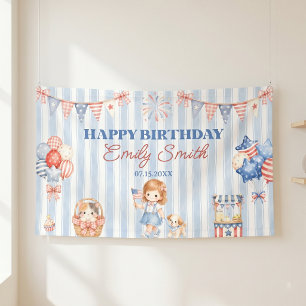 Amerikanische Streifen Mädchen Geburtstagsfeier Banner