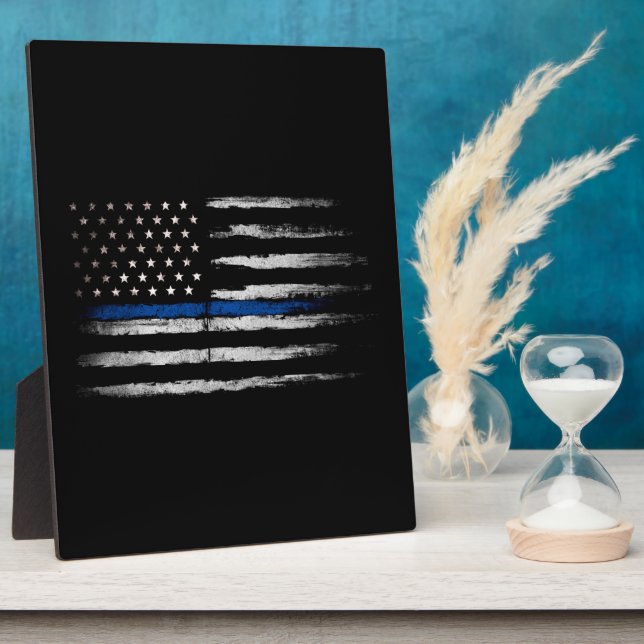 Amerikanische Thin Blue Line-Flagge Fotoplatte (Seite)