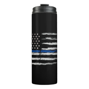 Amerikanische Thin Blue Line-Flagge Thermosbecher