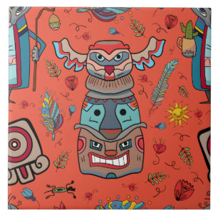 Amerikanische Totem Orange Fliese