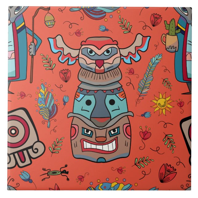 Amerikanische Totem Orange Fliese (Vorderseite)