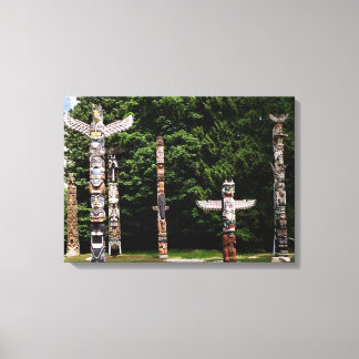 Amerikanische Totem-Stöcke, Vancouver, Brite Leinwanddruck