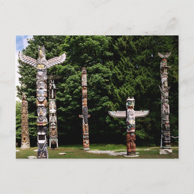 Amerikanische Totem-Stöcke, Vancouver, Brite Postkarte (Vorderseite)