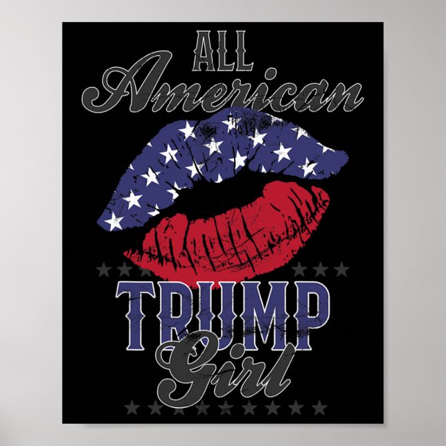 Amerikanische Trump-Girl-USA-Flag-Lips-Abstimmung  Poster (Vorne)